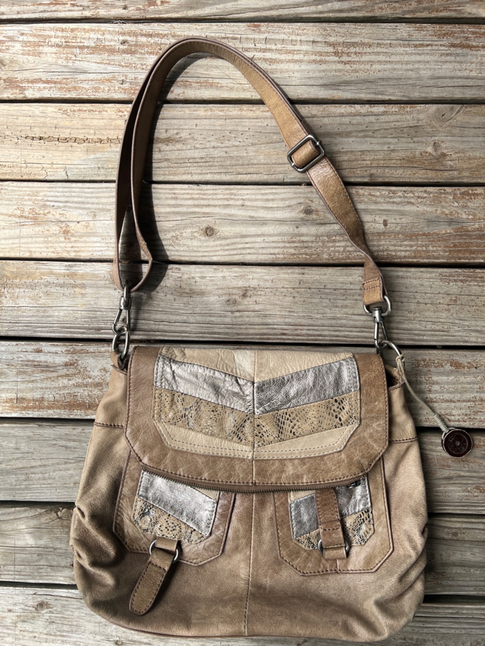 THE SAK Brown Leather Silverlake
Crossbody Bag Purse Foldover Flap
